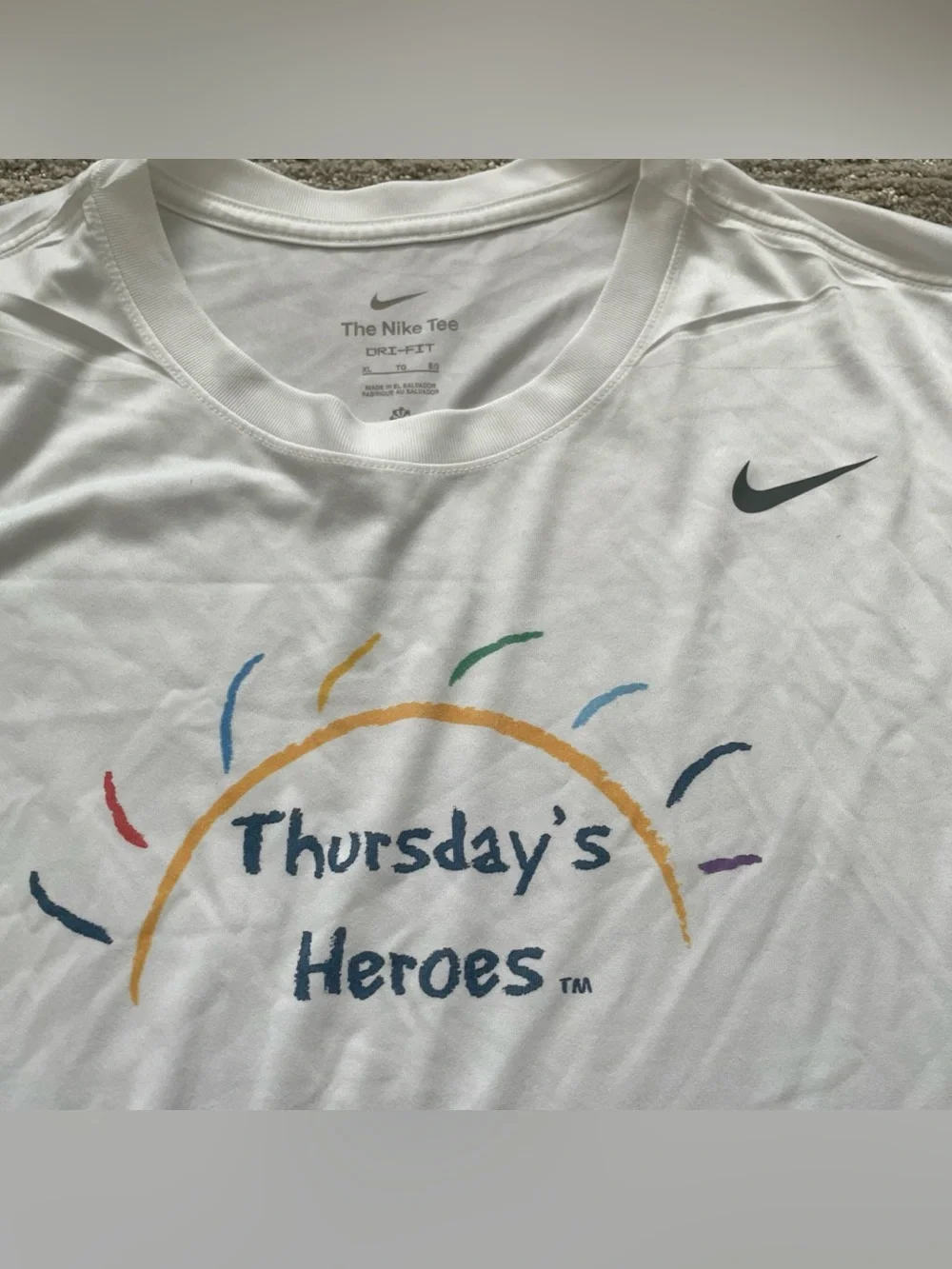 Nike Legend Dri-Fit Long Sleeve White Shirt Mens XL Thursdays Heroes Performance